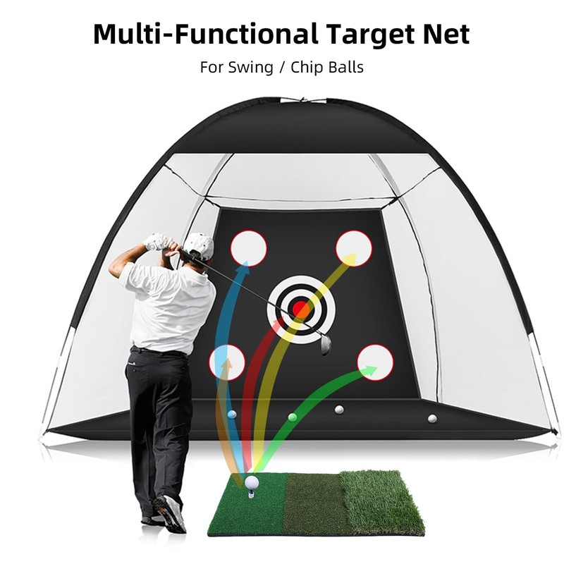 AOMIUM Golf Net with Practice Mat,Golf Hitting Aid Nets 10x7F