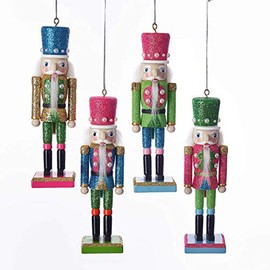 Kurt Adler Nutcrackers with Pearls Bright Colors Christmas Holiday Ornaments Set of 4