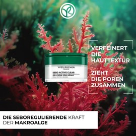 Yves Rocher SEBO ACTIVE CLEAR Zero Blemish Gel-Creme – Anti-Pickel & Mattierend – 91% Natürlicher Ursprung – Verfeinertes Hautbild – 50ml