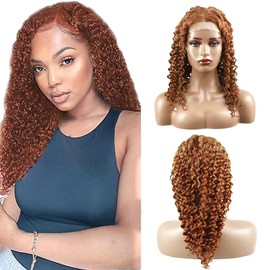Zeslaerr Water Wave Human Hair Wig #30 Light Brown Brazilian Remy Hair Wigs 8A Grade 5x5 Lace Front Wigs Glueless Human Hair Pre Plucked With Baby Hair No Shedding And No Tangles 24 Inch