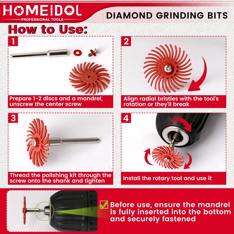 51Pcs Diamond Burr Bits Compatible with Dremel Tool Accessories, HOMEIDOL