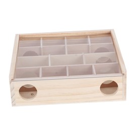 Hamster Maze Interactive Pet Toy Natural Wood with Acrylic Glass for Small Pets