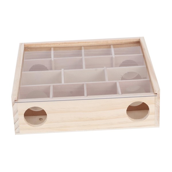 Hamster Maze Interactive Pet Toy Natural Wood with Acrylic Glass