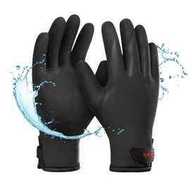 KAYGO Waterproof Thermal Work Gloves, Double Latex Coated, Good Grip and Dexterity, Insulated Liner Warm for Freezer Storage Cold Weather Fishing Winter Outdoor Jobs, KG145W (Full Black, Large)