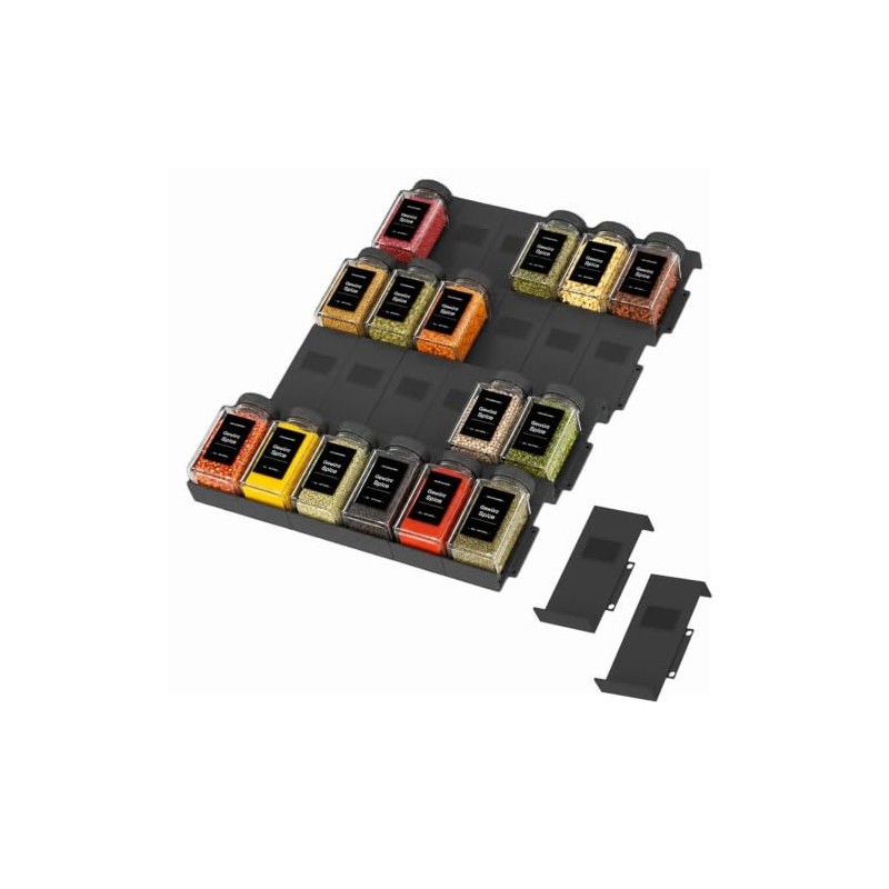 Famhap Spice Rack Drawer Spice Organiser Adjustable Pack of 24