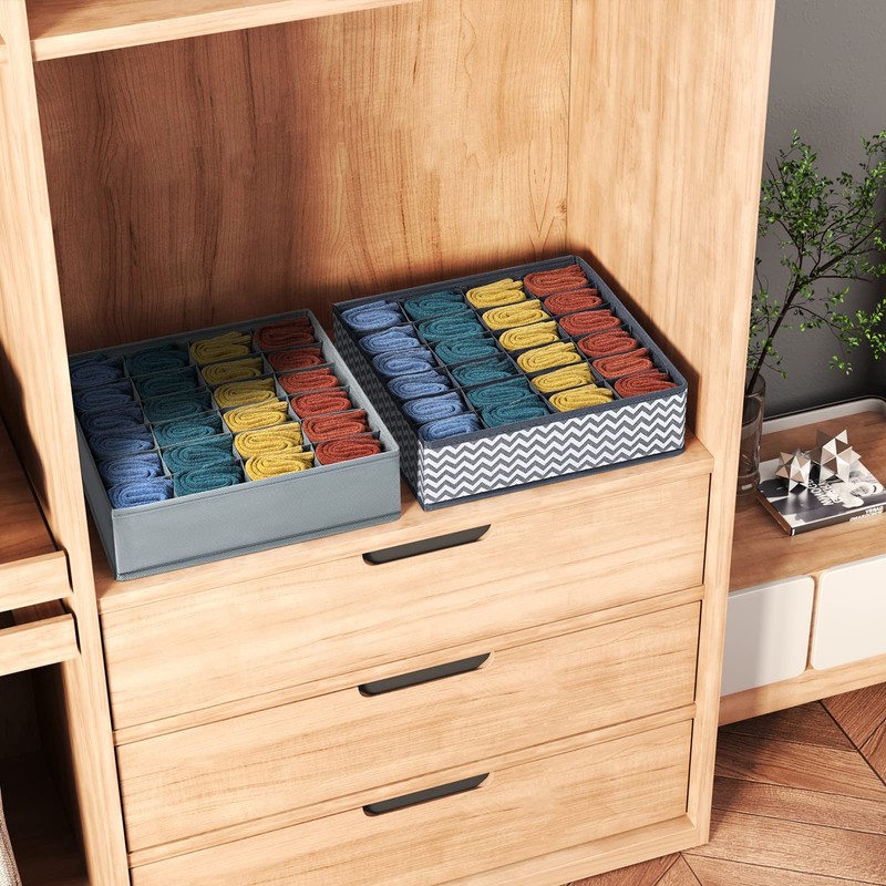 DIMJ Pack of 2 Storage Boxes for Socks, 24 Cell