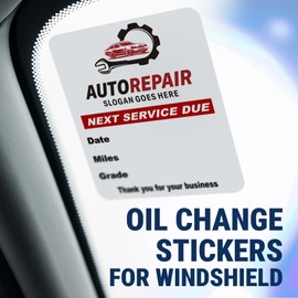 McAuley Labels Custom Oil Change Stickers, Windshield, Door Jamb - Durable, Easy to Write On, Easy to Peel Off - with Logo, 1.875x2.275 inches