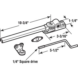 Prime-Line H 3528 10-3/4 In. Chrome Plated Reversible Casement Window Operator, for Parlyn Windows (Single Pack)