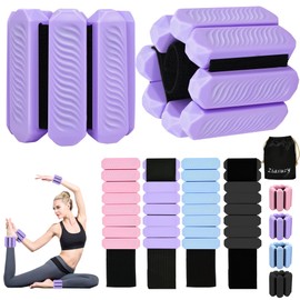 Pilates Wrist & Ankle Weights for Women, Adjustable Arm & Leg Weights Set of 2(1Lbs Each), Perfect For Walking, Running, Pilates, Yoga, Workout (purple)