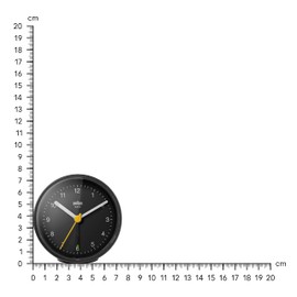 Braun Classic Analogue Clock with Snooze and Light, Quiet Quartz Movement, Crescendo Beep Alarm in Black, Model BC12B, One Size