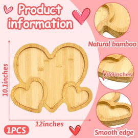 Heart Charcuterie Board Platter Wood Bamboo Food Tray Heart Shaped Serving Tray Side Dish Serving Platters Wooden Food Board Party Charcuterie Decorative Platter for Food Snack Fruit