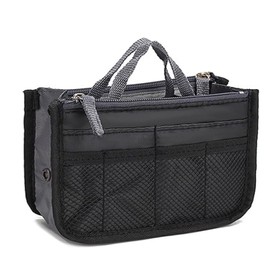 HUIKKJP バッグインバッグ 収納ケース 自立 軽量 大容量 マルチバッグ 化粧品収納ポーチ 化粧品バッグ 通勤 引越し 大容量 (ブラック)