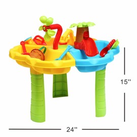 Trimate Toddler Sensory Sand and Water Table with Chair | 3 in 1 Indoor & Outdoor Water and Sand Summer Beach Toys and Play Table for Kids | Backyard Sand and Water Table for Kids