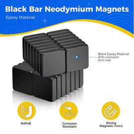 Wukong Black Strong Magnets 10x10x3mm | 30 Pack, Fridge Magnets Flat Magnets for Office, Notice Boards, Whiteboard, DIY Project