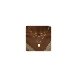 Layered Gold Necklace for Women Trendy,14K Gold Plated Dainty Stackable Cuban Link Herringbone Paperclip Chain Diamond/Coin/Cross/Tag/Mobius Pendant Necklace Set Fasshion Jewelry for Women Gifts