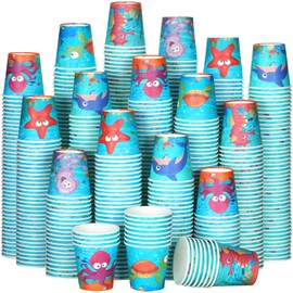Skyley 600 Pack 3 oz Small Paper Cups Disposable Bathroom Cups Kids Mouthwash Mini Cold Beverage Drinking mugs for Party Home and Office Water Coolers(Sea Style)