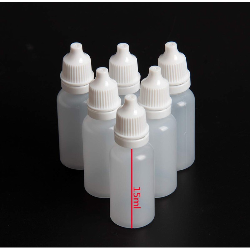 Bezall 50Pcs 15ml Plastic Empty Squeezable Dropper Bottles Eye Liquid