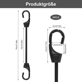 Tension Elastic Straps with Hooks, Pack of 16 Expander with Hooks, High Elasticity Rubber Tensioner with Hooks, Versatile Elastic Band with Hooks for Tarpaulins, Nets, Banners,