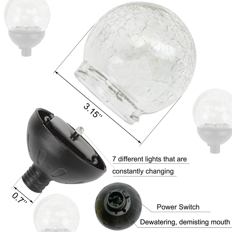 Solar Powered Glass Ball+Accessories - for Solar Wind Spinner Replacement
