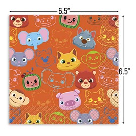 Unique Square Multicolor Cocomelon Luncheon Napkins - 6.5" x 6.5" (Pack of 16) - Ultra-Absorbent & Disposable Paper Napkins - Perfect Party Supplies for Birthday Party, Themed Events & Celebrations