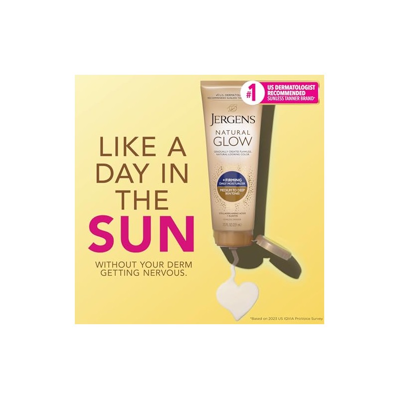 Jergens Natural Glow + reafirmante hidratante diario, Medium to Tan,