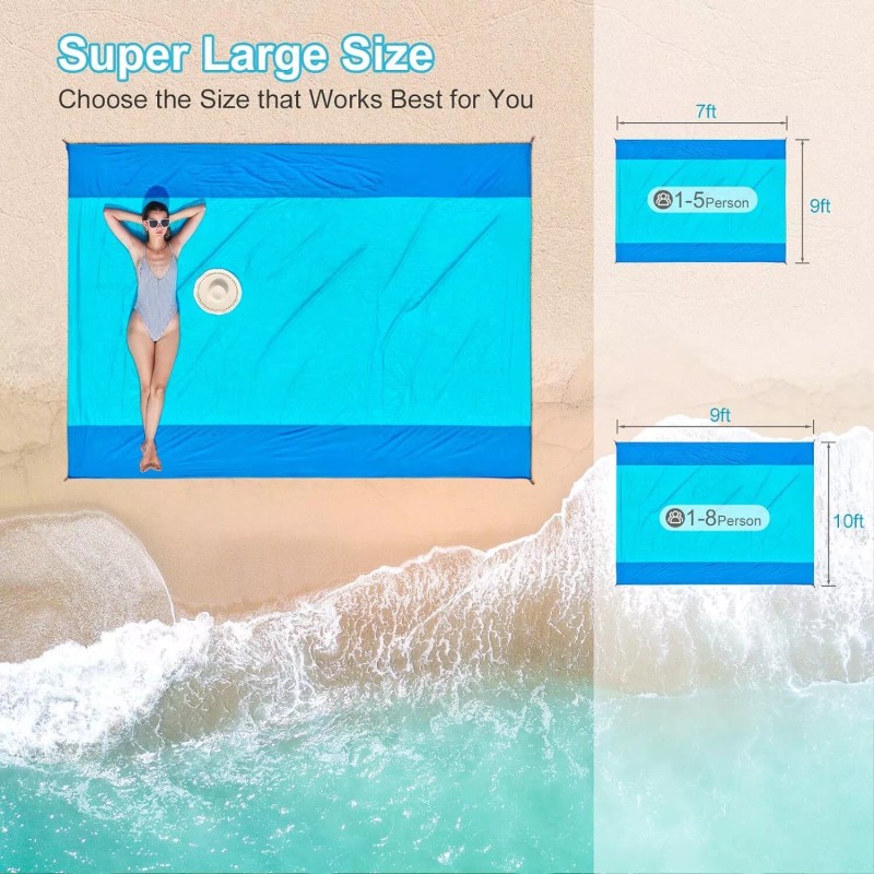 ISOPHO Beach Blanket Sand Proof, Ripstop Nylon Picnic Blankets, 106