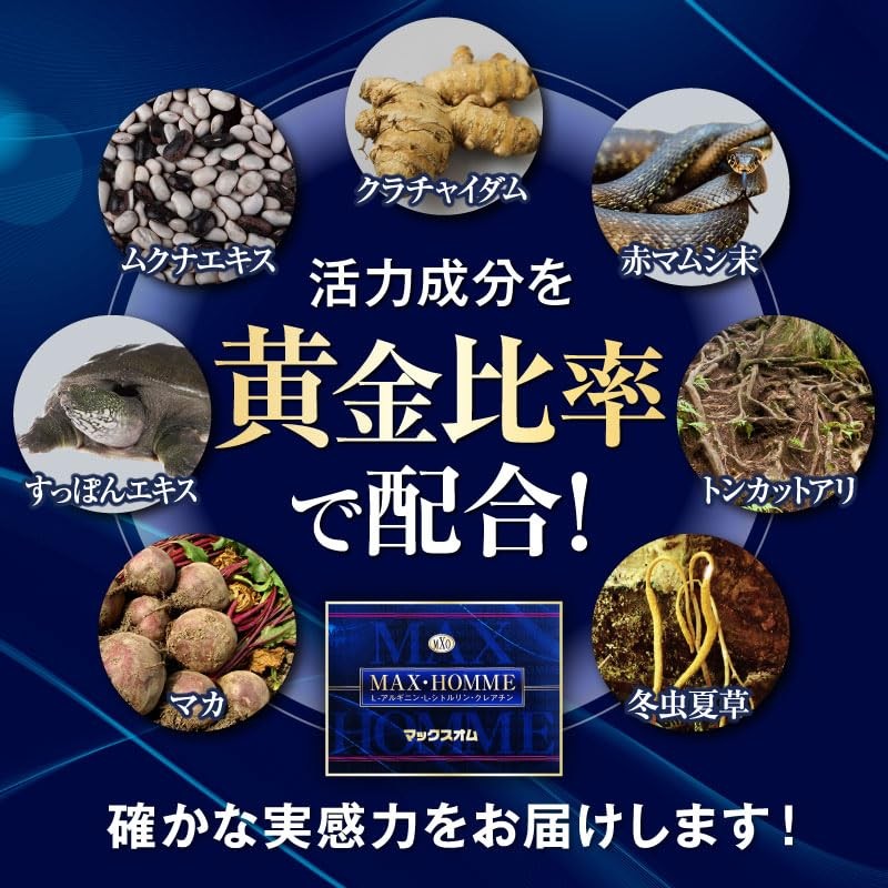 マックスオム 2箱120粒(約60日分) Lアルギニン Lシトルリン マカエキス 亜鉛 ムクナ