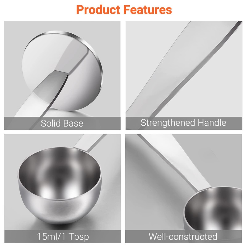 WILLIZTER Two-in-One Stainless Steel Coffee Scoop Tamping Dual-Purpose Coffee Spoon