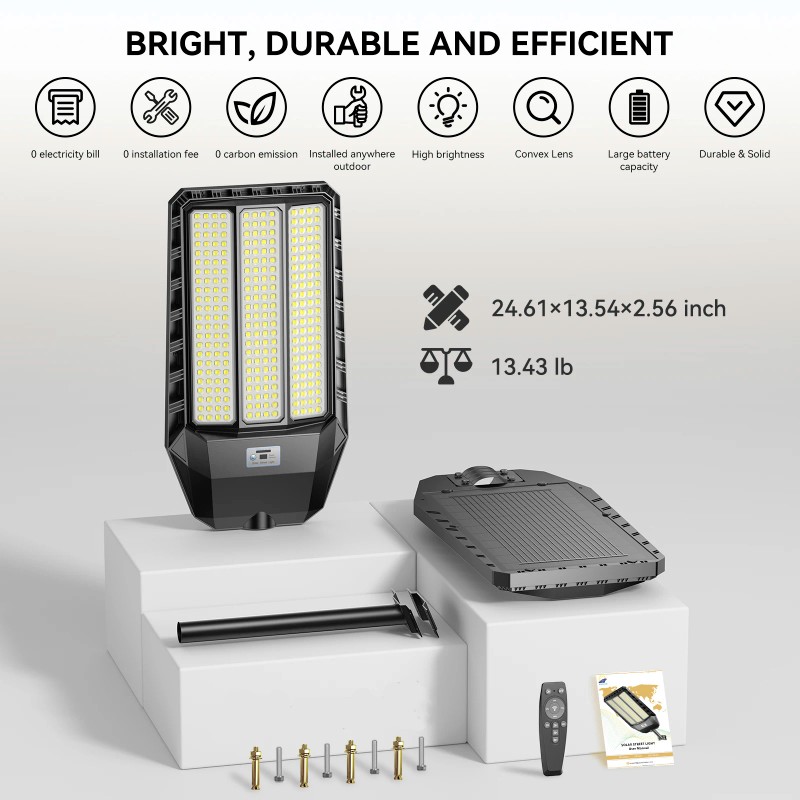 HYKENTE TW024C Motion Sensing Solar IP65 LED Street Light Remote