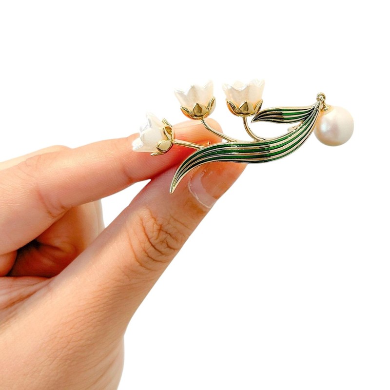 GFM® Lily Of The Valley Faux Pearls Brooch (BRCH-LOTV-2252)