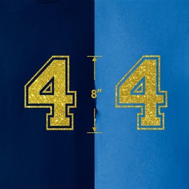 8" Glitter Iron-On Number 4 (Four 4) – Large Metallic Gold Heat Transfer Number for Jerseys, T-Shirts, Sports Uniforms, Basketball, Football – Style C (Gold 4)