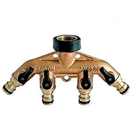Voche® Solid Brass 4 Way Outside Garden Tap Multi Adaptor with Hose Connectors RRP £39.99
