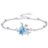 Hifeeled Turtle Anklet Women's Silver 925 Chain with Ball Beads