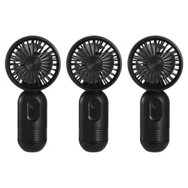 [Portable Mini Fan 3-pack] Handheld Personal Small Fan with 3-speed for Travel, USB Rechargeable Battery Operated Eyelash Fan, Black
