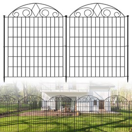 SUNLAX 5 Panels Decorative Garden Fence 12ft(L) x 32in(H) Metal Fence Panels Dog Fence Animal Barrier Fence No Dig for Backyard Outside Yard Patio Without Gate
