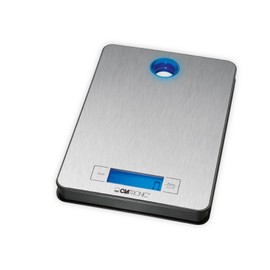 Clatronic Küchenwaage KW 3412, Wiegefläche aus Edelstahl, LCD-Display, bis 5kg in 1g-Schritten (g, kg, lb, oz), Tara-Funktion