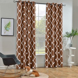 Melodieux Moroccan Fashion Room Darkening Blackout Grommet Top Curtains for Living Room, 52 by 84 Inch, Brown (1 Panel)