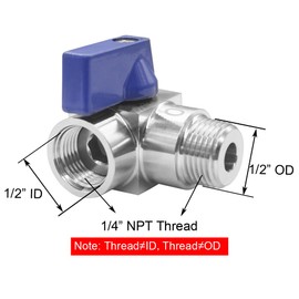 BesNPT Stainless Steel 90 Degrees Elbow Ball Valve 1/4" NPT Male x 1/4" NPT Female Shut Off Valve for Water Fuel Air