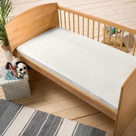 Dudu N Girlie Cot Bed Cotton Fitted Sheets | 120x60 cot mattress fitted sheet | Jersey Soft Besheet Hypoallergenic Elasticated Breathable Fitted Cot Sheets (Pack of 2, White)