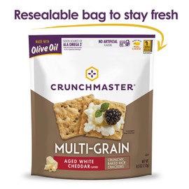 Crunchmaster Multi-Grain Crackers, Aged White Cheddar, 4 Ounce (Pack of 12)