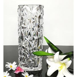 Shatterproof Unbreakable Plastic Vase for Home Decor Thickened Heavy Crystal Clear Vase for Flower Diamond Shape Like Glass Large Size Vase for Wedding Party 11.5'' High × 4.5'' Wide