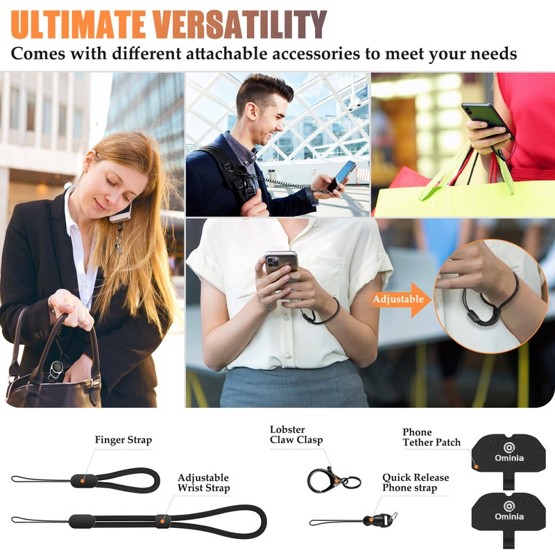 Ominia Retractable Phone Tether Lanyard: Anti-Theft Retractable Cellphone Lanyard with