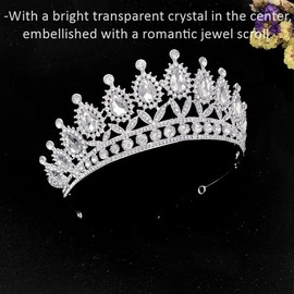 Healeved Tiara De Cristal Barroca Redonda Con Rhinestone - Accesorios Nupciales Para El Cabello - Perfecta Para Mujeres y Niñas En Bodas