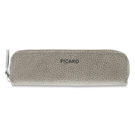 Picard Women's writing instrument case made of genuine leather, small, with zip, writing instrument case, business, everyday life, taupe, Modern