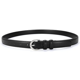 SANSTHS Women Leather Belt for Jeans Fashion Ladies Dress Belt With Single Prong Buckle, Black S