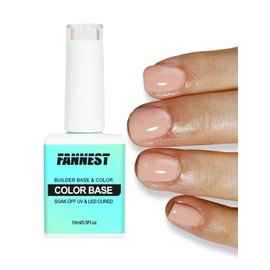FANNEST Nude Pink Gel Nail Polish, Summer French Manicure Varnish Curing, Hema Free Rubber Base Builder Gel, French Tips Base Colors Nails Strengthener Soak Off Gift for Womens (Nude Pink)