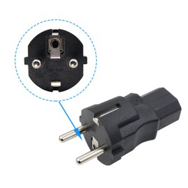 RIIEYOCA Schuko Plug to IEC C13 Adapter, IEC320 C13 Female to European Plug CEE 7/7 Plug Adapter for Laptop or C13 Cable Devices - Black (Pack of 2)