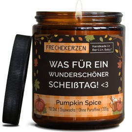 Lustige Duftkerze mit asozialem Spruch | Handgemacht aus Sojawachs | In Geschenkbox | Gast Geschenk Freundschaft Kumpel Papa Partner Schwester BFF Deko schlechte Laune |Pumpkin Spice