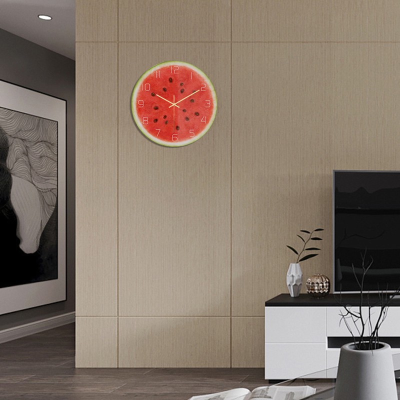 Watermelon Pattern Acrylic Office Home Room Wall Hanging Round Clock