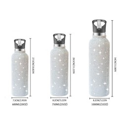 Ruinapleco Bling Water Bottle Rhinestone, Diamond Water Bottle with Lid, Rhinestone Water Bottles for Women,Bling Tumblers 750ml（25oz）,AB